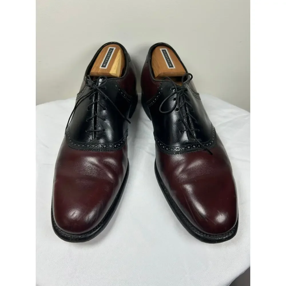 Florsheim Burgundy/Black Plain Toe Saddle Oxford men Size: 11 dress shoes office